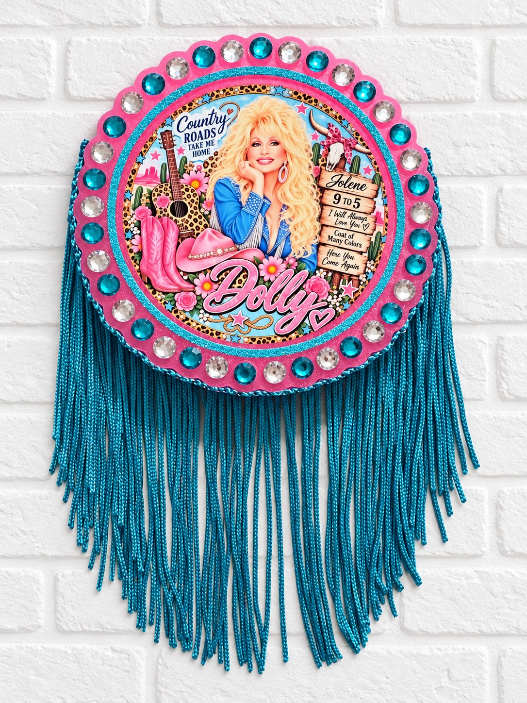 Dolly Western Car Freshie – Pink & Teal Rhinestone Air Freshener