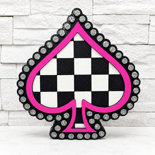 Pink Checkered Spade Car Freshie | Handcrafted Air Freshener | Rhinestone Car Scent | Cute Car Accessory | Gift for Her