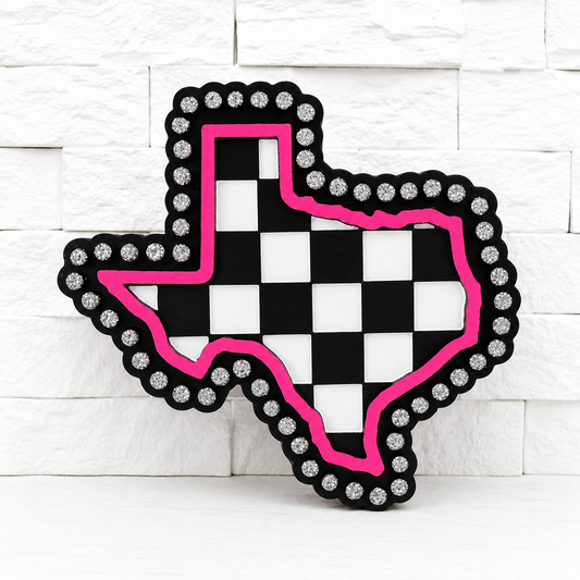 Texas Checkered Car Freshie | Pink Western Texas Air Freshener | Handmade Glitter Car Freshie