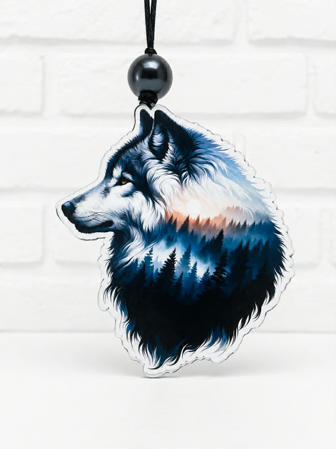 Wolf Car Air Freshener | Majestic Wolf Forest Design | Handmade Scented Freshie | Wildlife Car Accessory | Nature Lover Gift