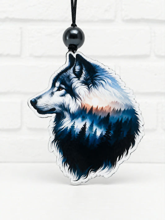 Wolf Car Air Freshener | Majestic Wolf Forest Design | Handmade Scented Freshie | Wildlife Car Accessory | Nature Lover Gift