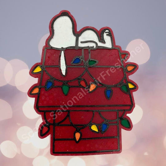 Snoopy on House Christmas Car Freshie